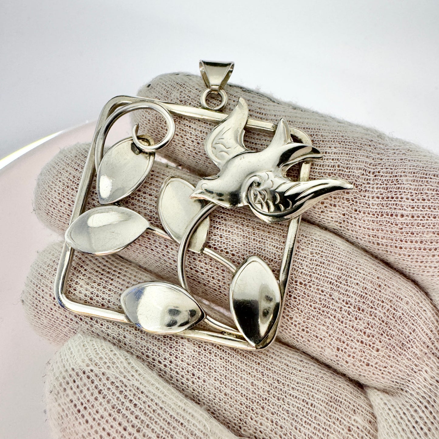 Hugo Grun, Stockholm 1946. Vintage Celebrating Peace Sterling Silver Pendant