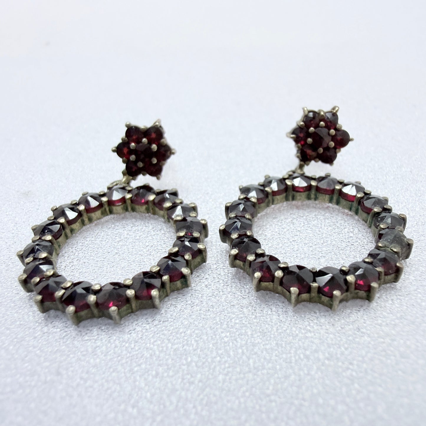 Vintage Gilt Solid Silver Garnet Earrings.