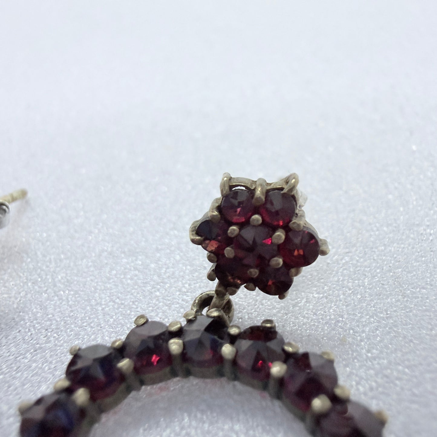 Vintage Gilt Solid Silver Garnet Earrings.