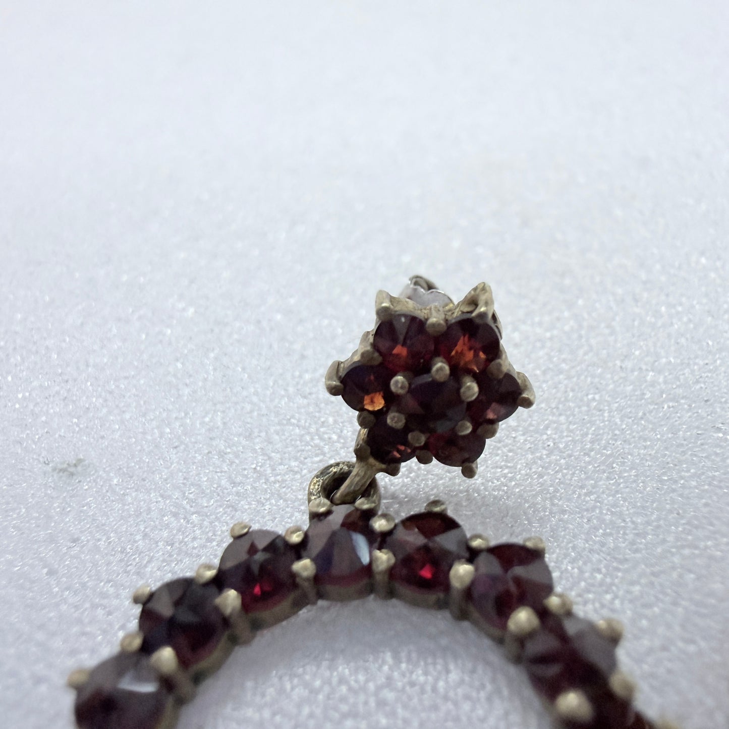 Vintage Gilt Solid Silver Garnet Earrings.