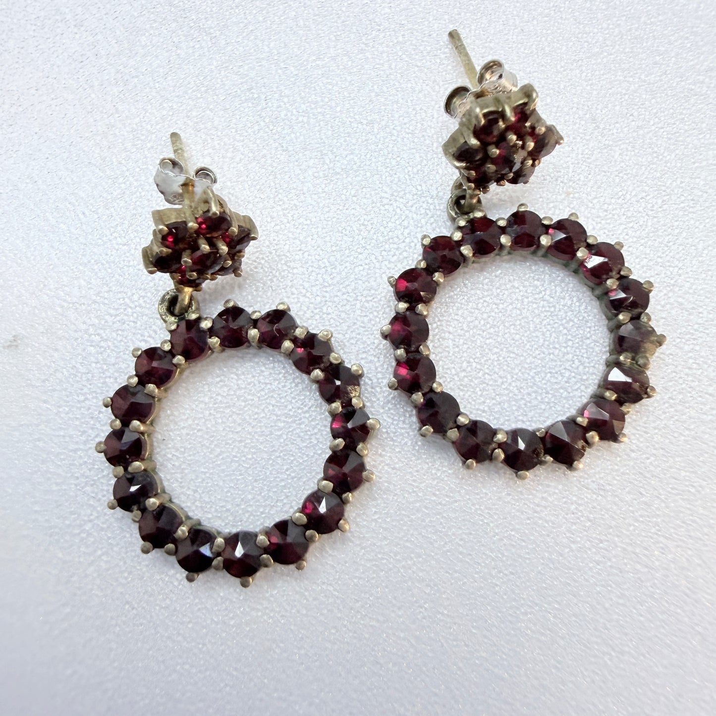 Vintage Gilt Solid Silver Garnet Earrings.