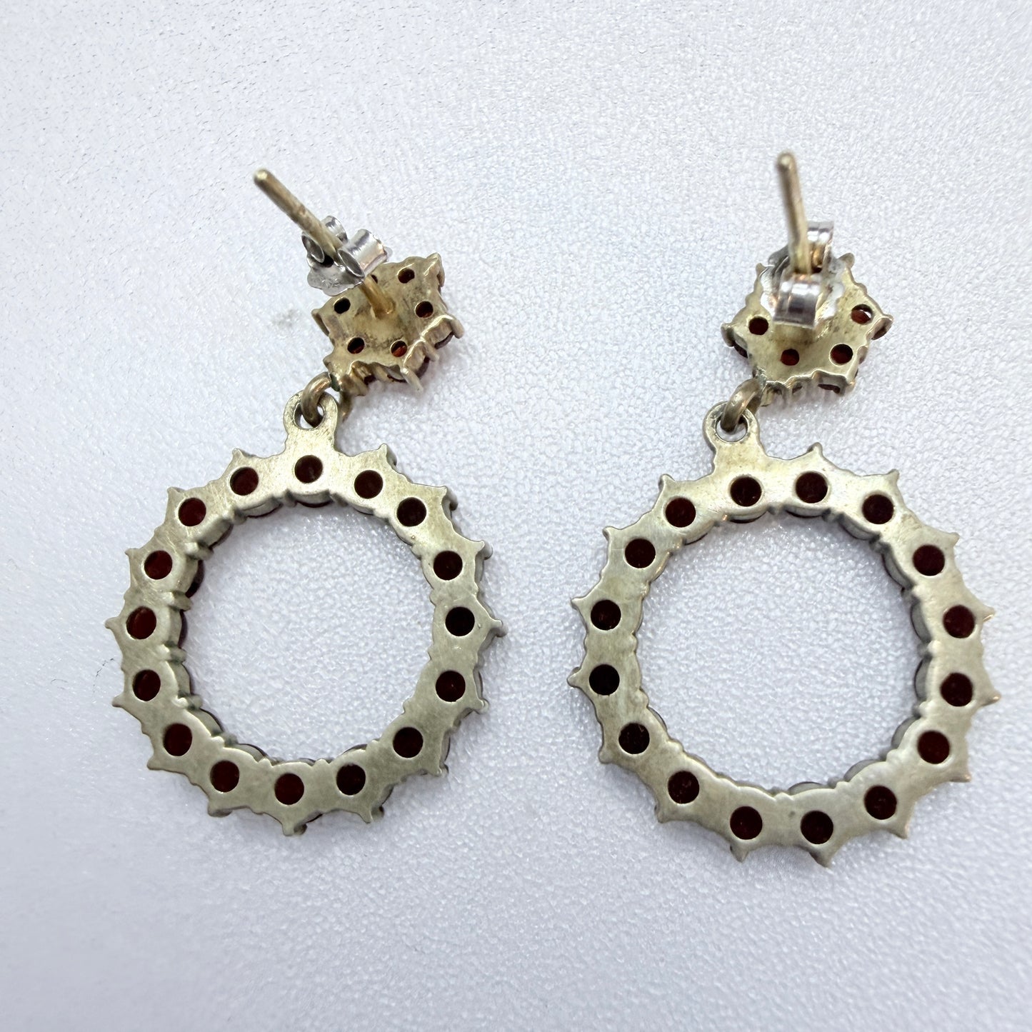 Vintage Gilt Solid Silver Garnet Earrings.