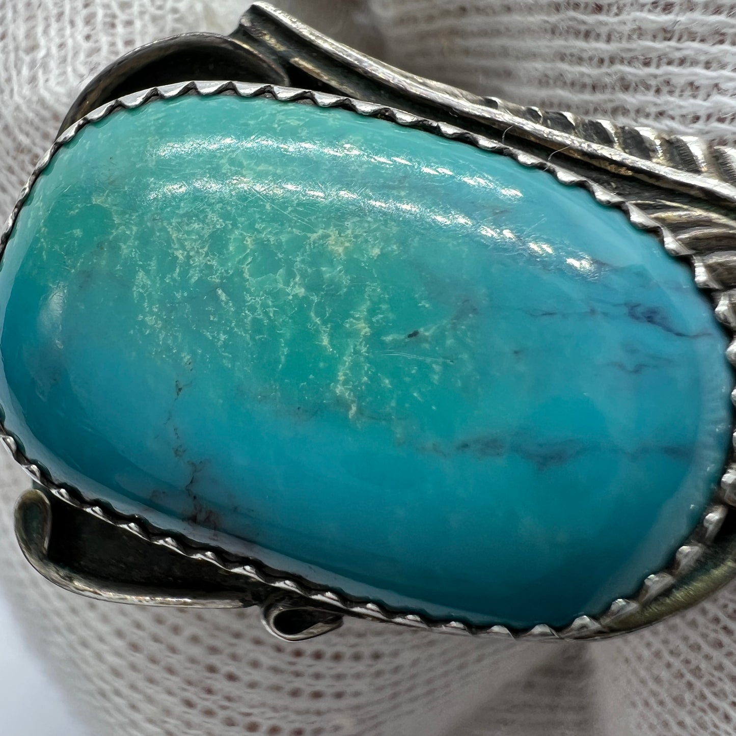 Maker TT Vintage Sterling Silver Turquoise Native American Ring.