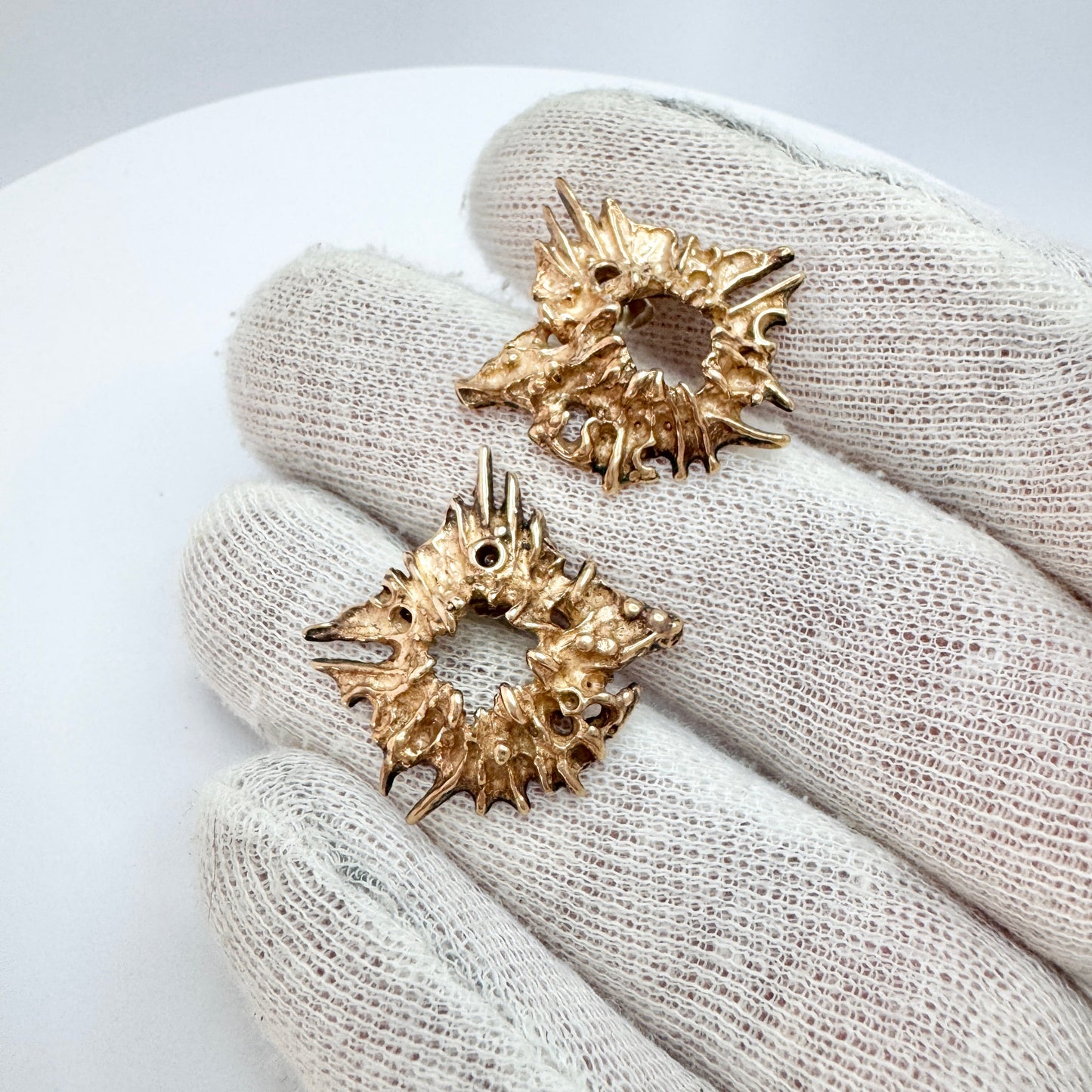 Juhls, Norway. Vintage Bronze Silver Earrings.