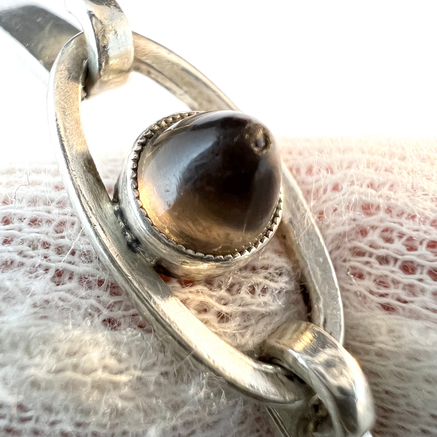 Erik Granit, Finland 1964. Vintage Solid Silver Smoky Quartz Bangle Bracelet.