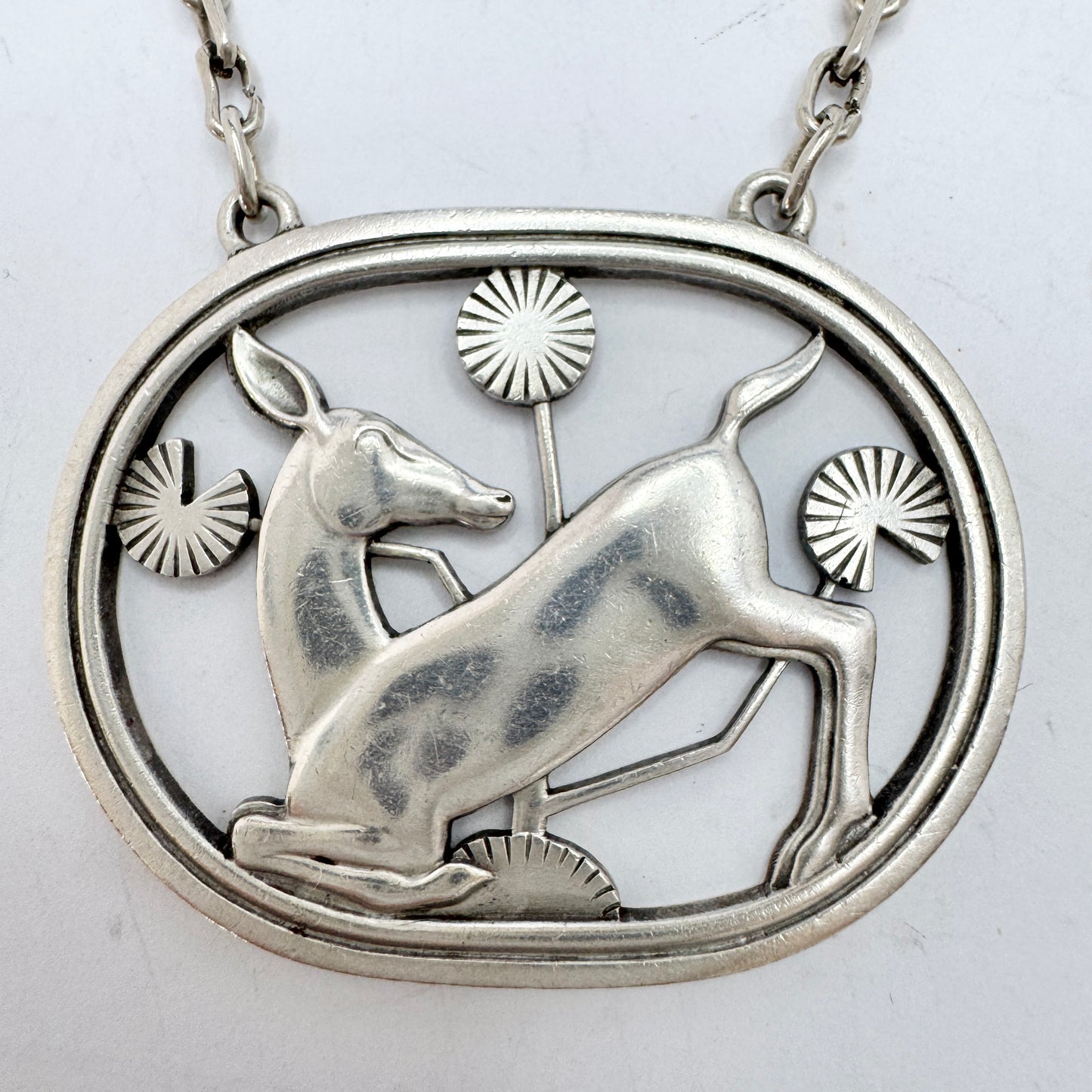 Georg Jensen, Denmark 1933-44. Sterling Silver Pendant Necklace . Design 93 by Arno Malinowski