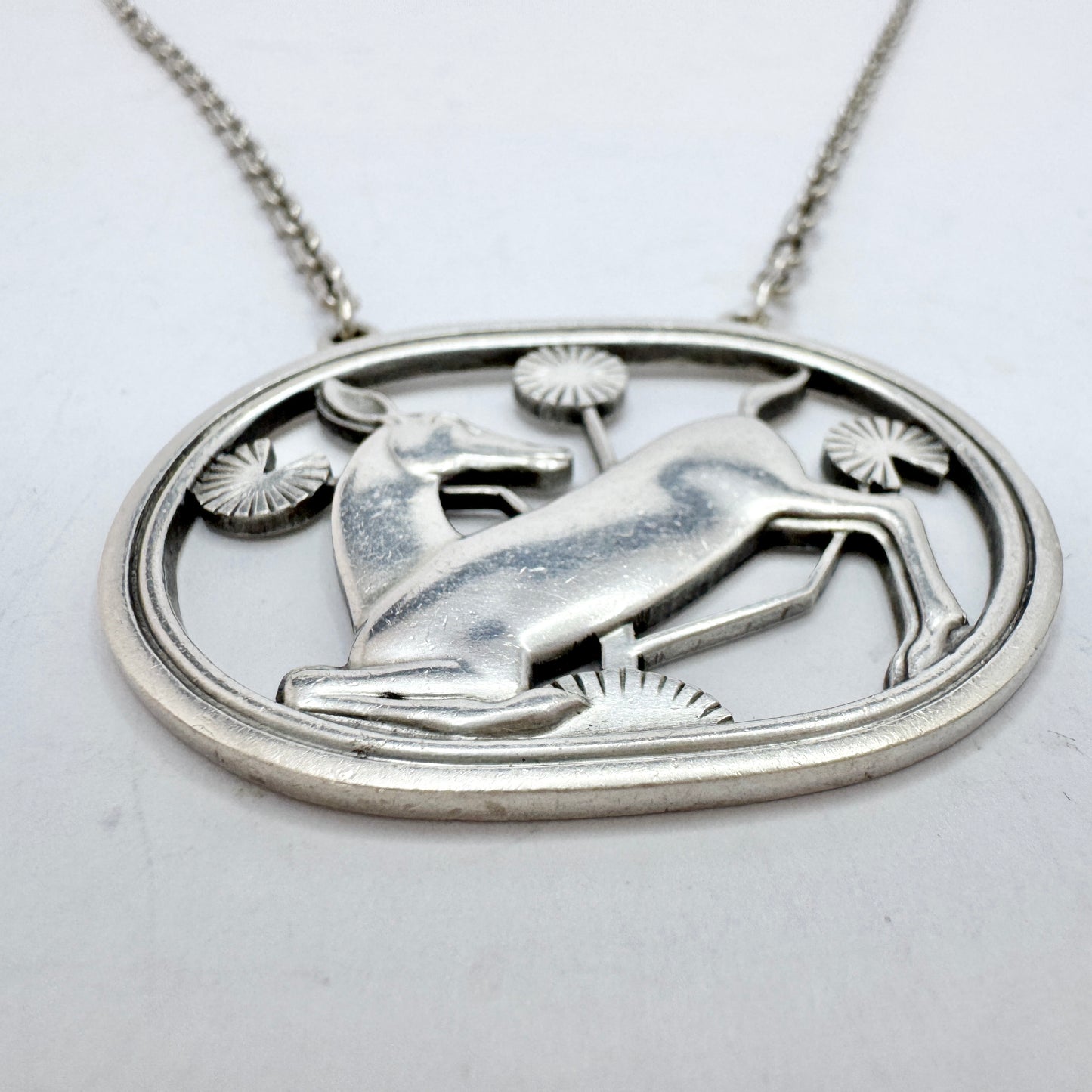 Georg Jensen, Denmark 1933-44. Sterling Silver Pendant Necklace . Design 93 by Arno Malinowski