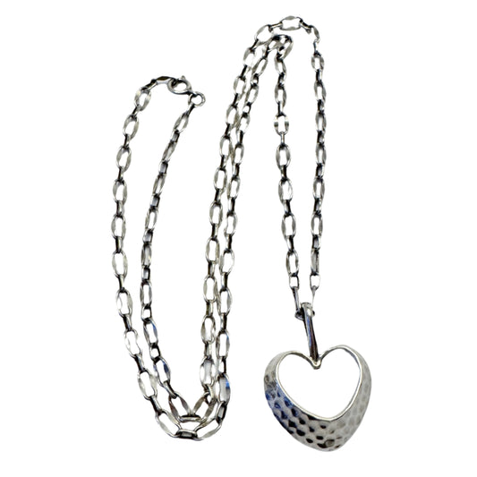 Alton, Sweden 1974. Vintage Sterling Silver Heart Love Pendant Long Chain Necklace.