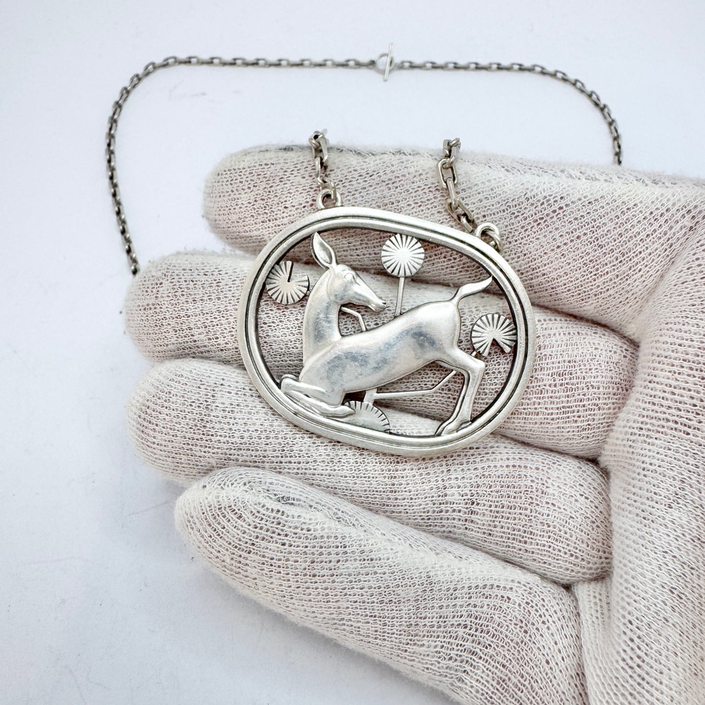 Georg Jensen, Denmark 1933-44. Sterling Silver Pendant Necklace . Design 93 by Arno Malinowski