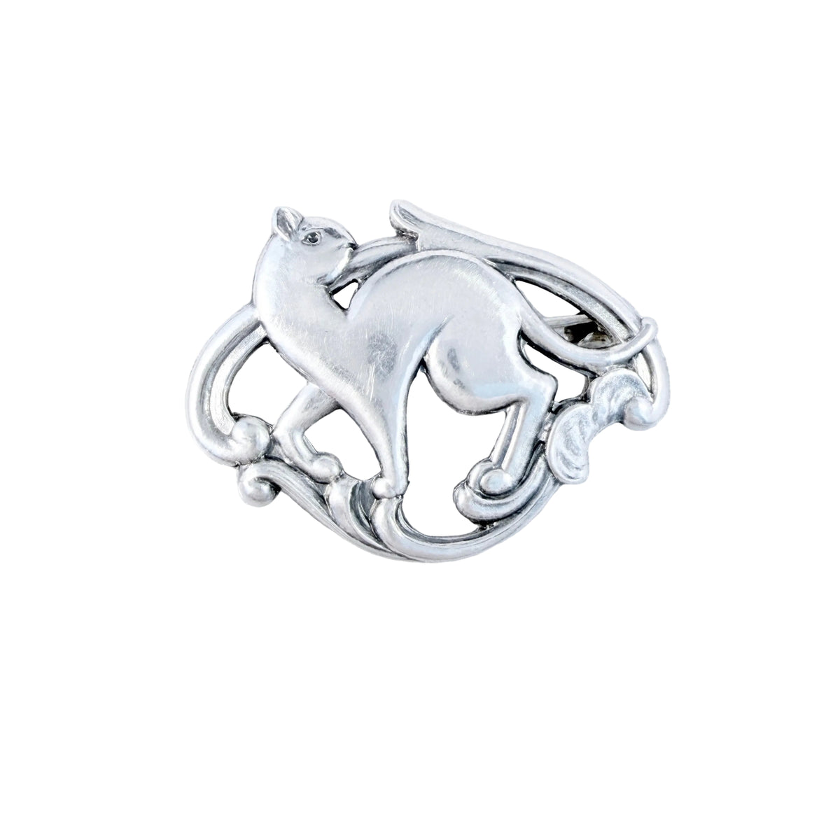 Eiler & Marløe, Denmark ca 1940. Vintage 830 Silver Cat Brooch.