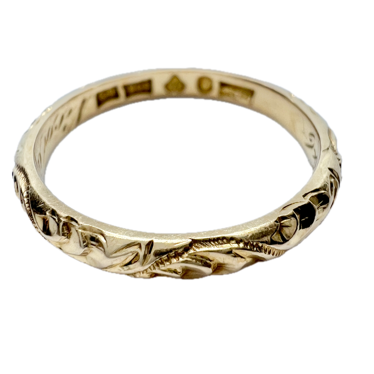 Sweden 1937. Vintage 20k Gold Wedding Band Ring. Size 7 1/4.