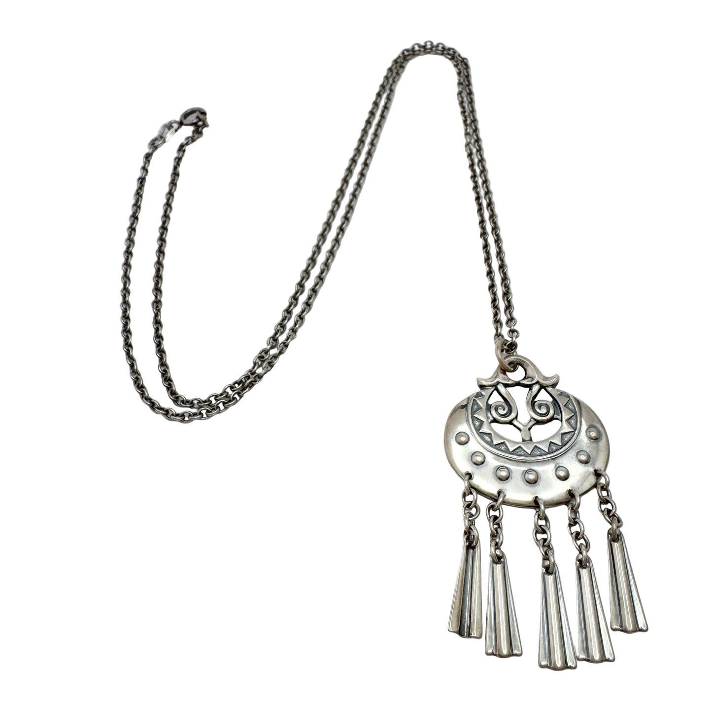 Kalevala Koru, Finland 1995. Vintage Sterling Silver Moon Goddess Pendant Necklace