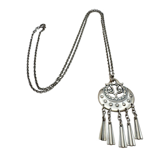 Kalevala Koru, Finland 1995. Vintage Sterling Silver Moon Goddess Pendant Necklace