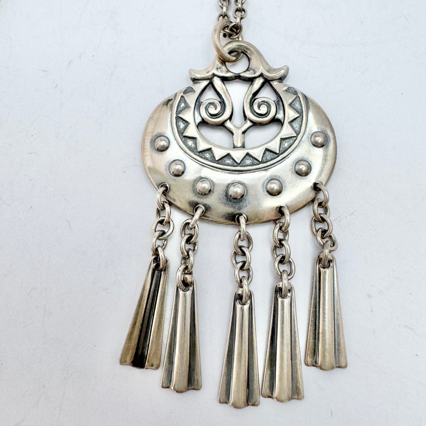 Kalevala Koru, Finland 1995. Vintage Sterling Silver Moon Goddess Pendant Necklace