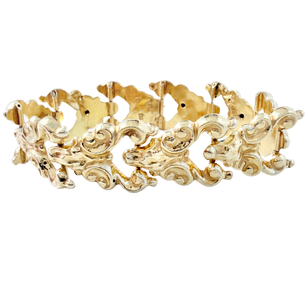 T Brandt, Sweden year 1888. Antique Victorian Gold Gilt Silver Bracelet.