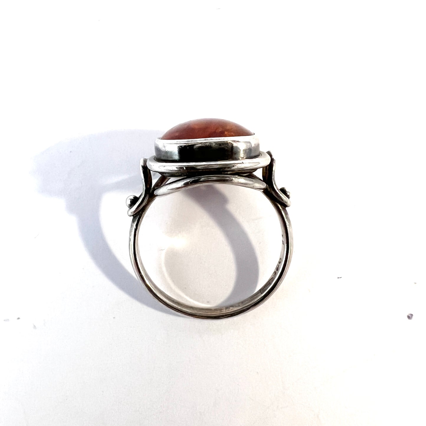 Ostsee-Schmuck EF, Vintage Sterling Silver Baltic Amber Ring.