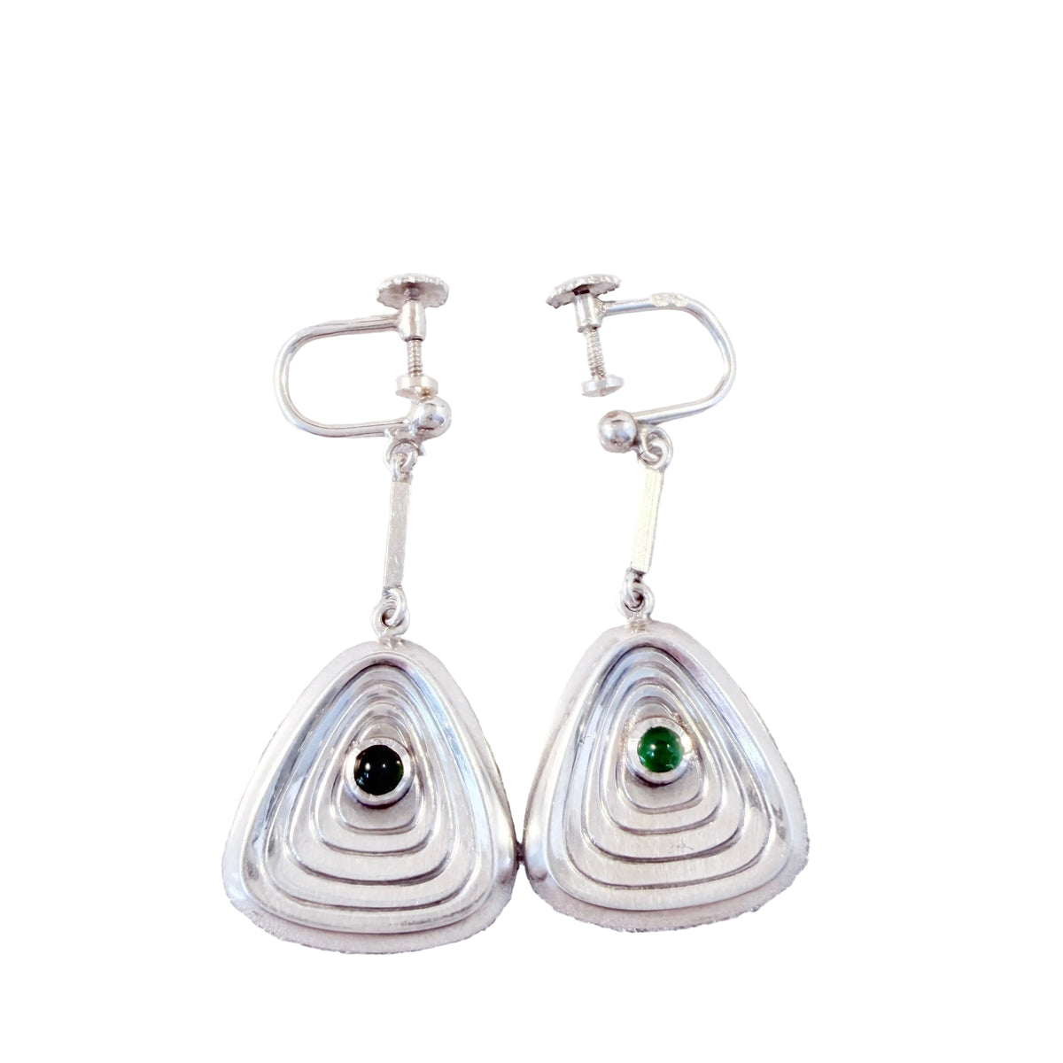 Gillgren for G Dahlgren, Sweden 1955. Vintage Solid Silver Chrysoprase Earrings. Signed.