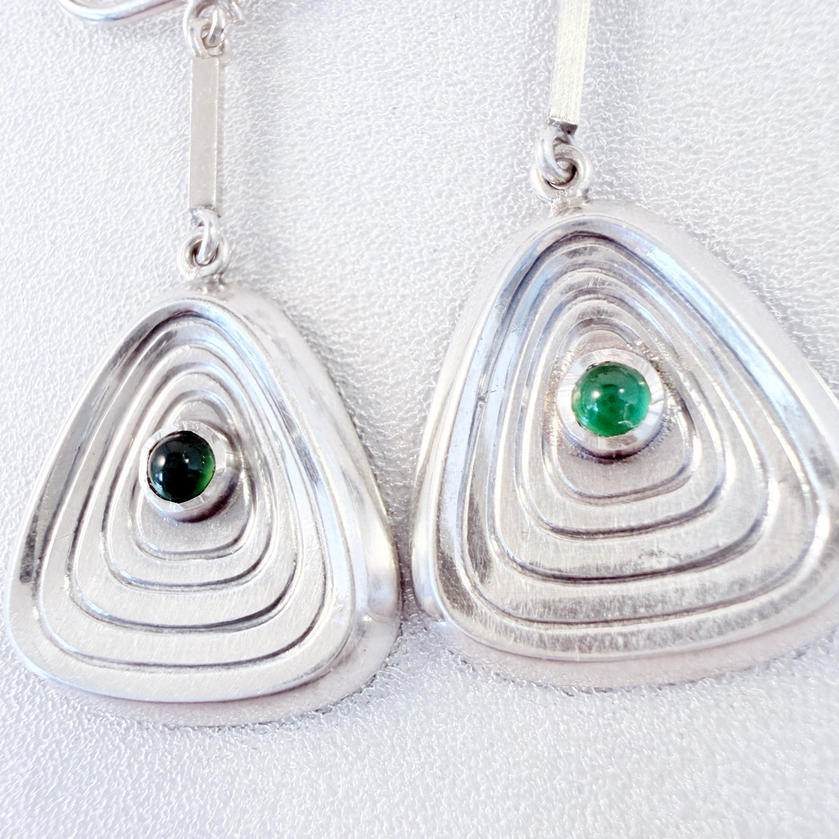 Gillgren for G Dahlgren, Sweden 1955. Vintage Solid Silver Chrysoprase Earrings. Signed.