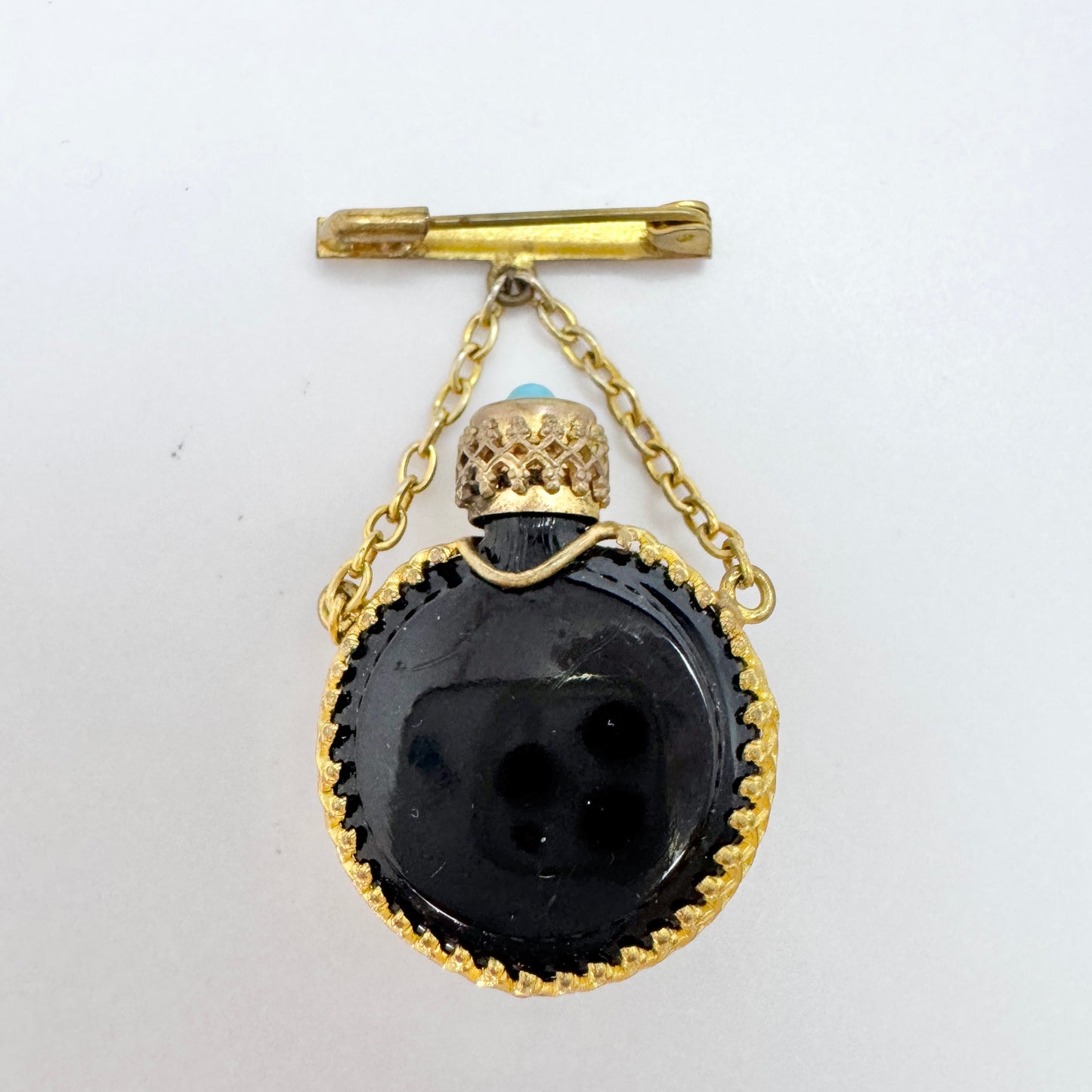 Vintage Costume Jewelry Perfume Bottle Brooch.