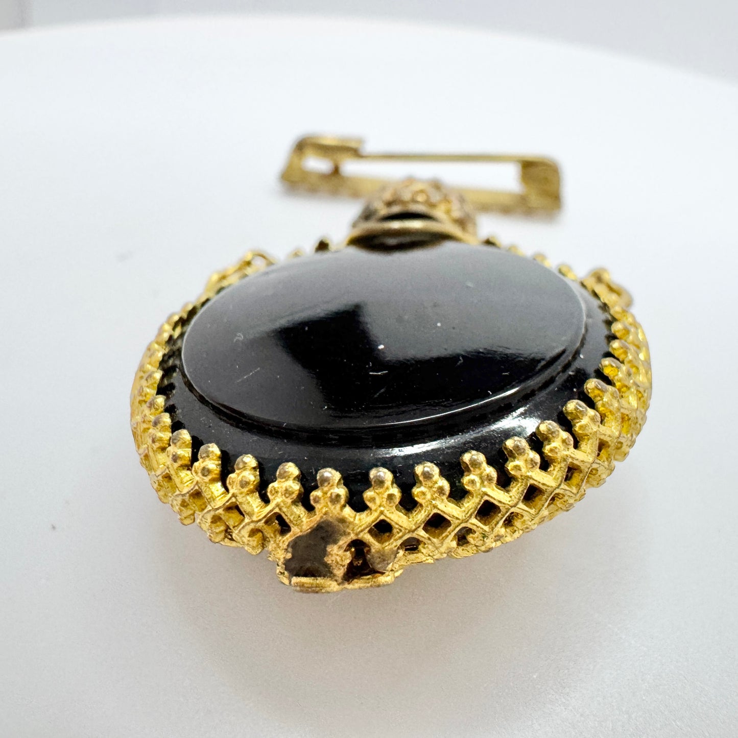 Vintage Costume Jewelry Perfume Bottle Brooch.