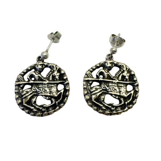 David-Andersen, Norway. Vintage Viking Copy Sterling Silver Earrings.