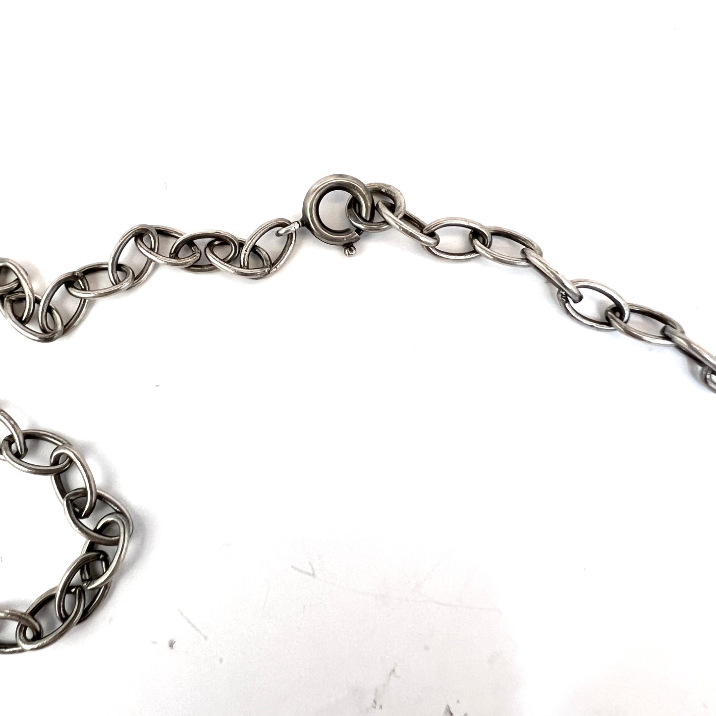 Sweden early 1900s. Vintage 36 inch Solid Silver Chain Necklace.