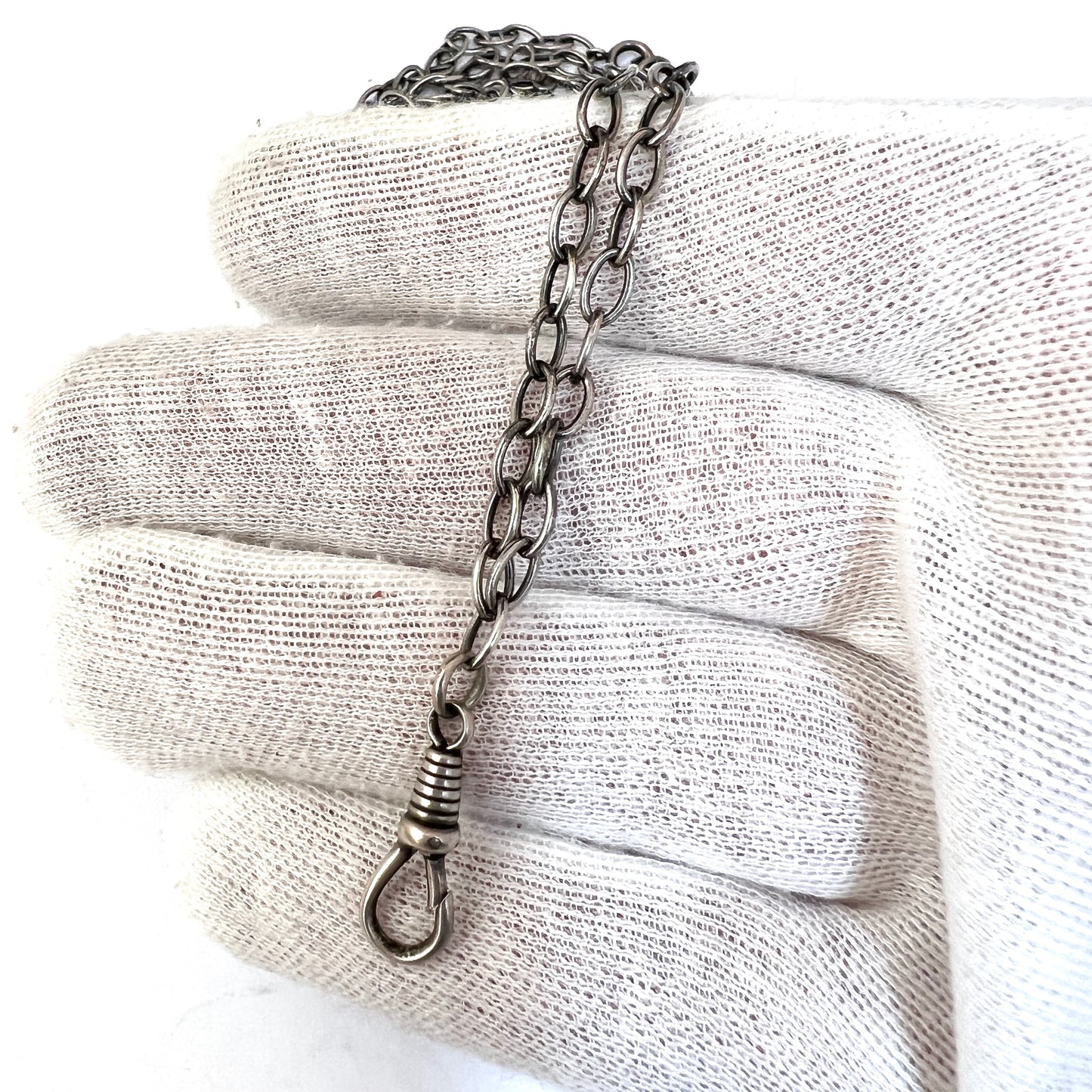 Sweden early 1900s. Vintage 36 inch Solid Silver Chain Necklace.