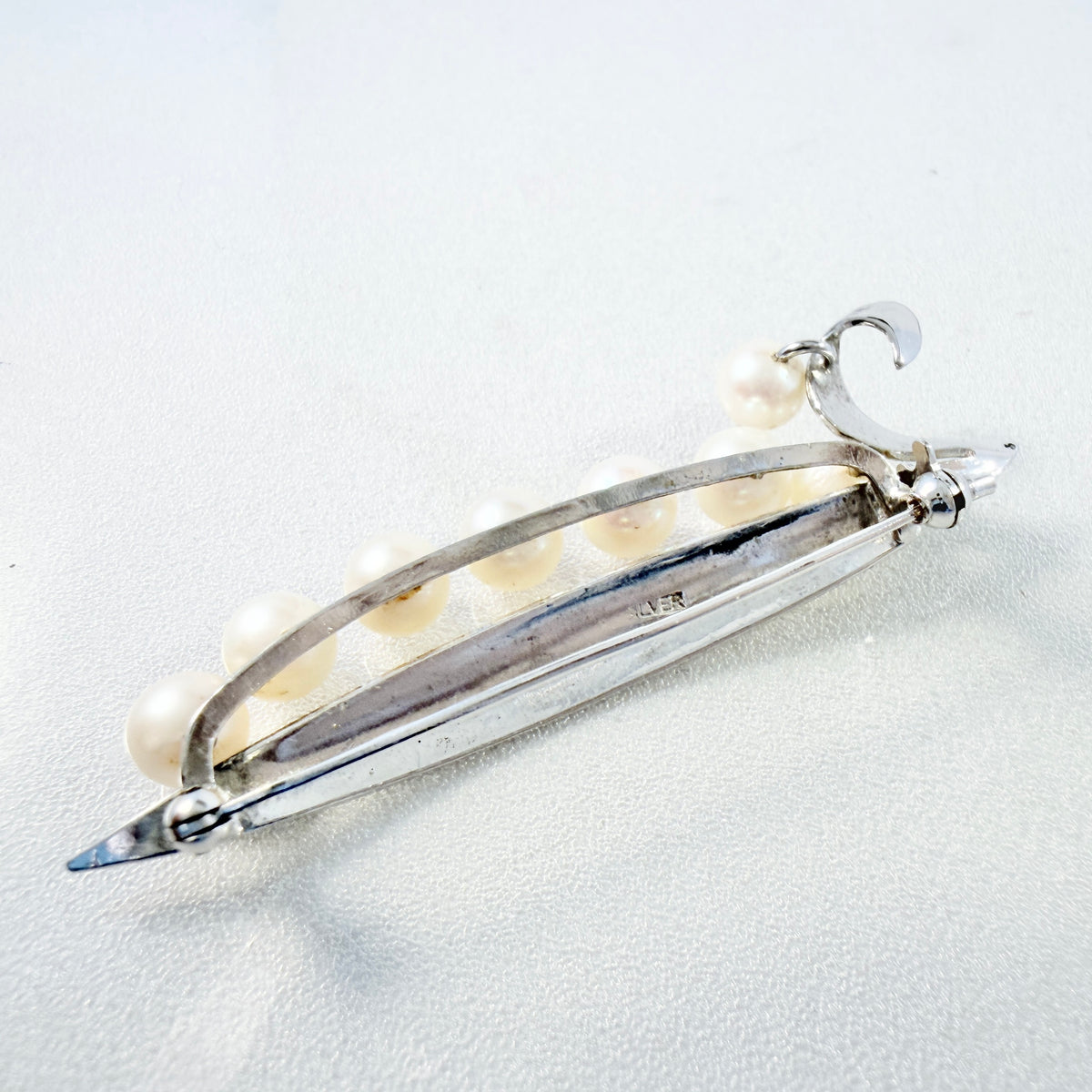 Japan. Vintage Sterling Silver Pearl Brooch.