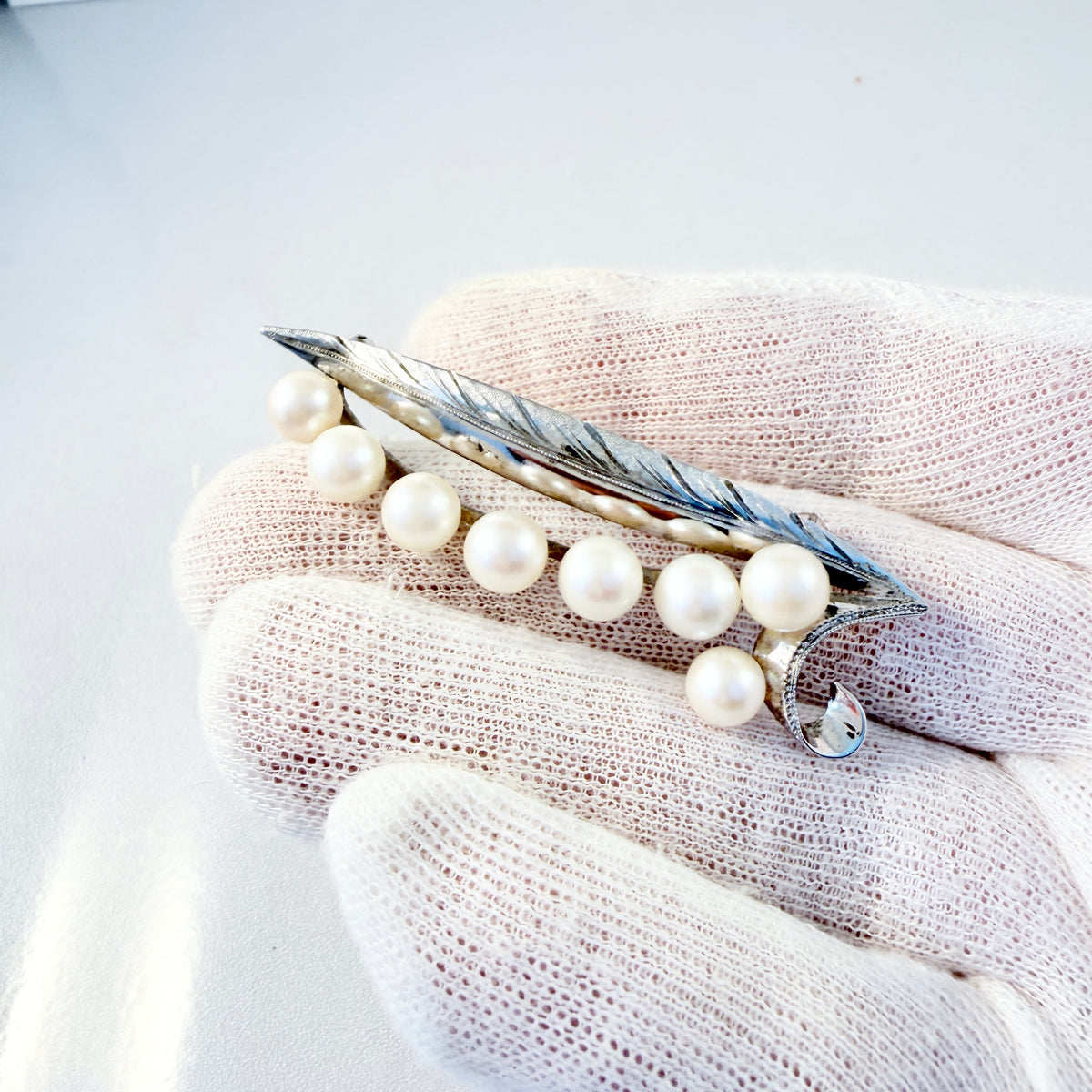 Japan. Vintage Sterling Silver Pearl Brooch.