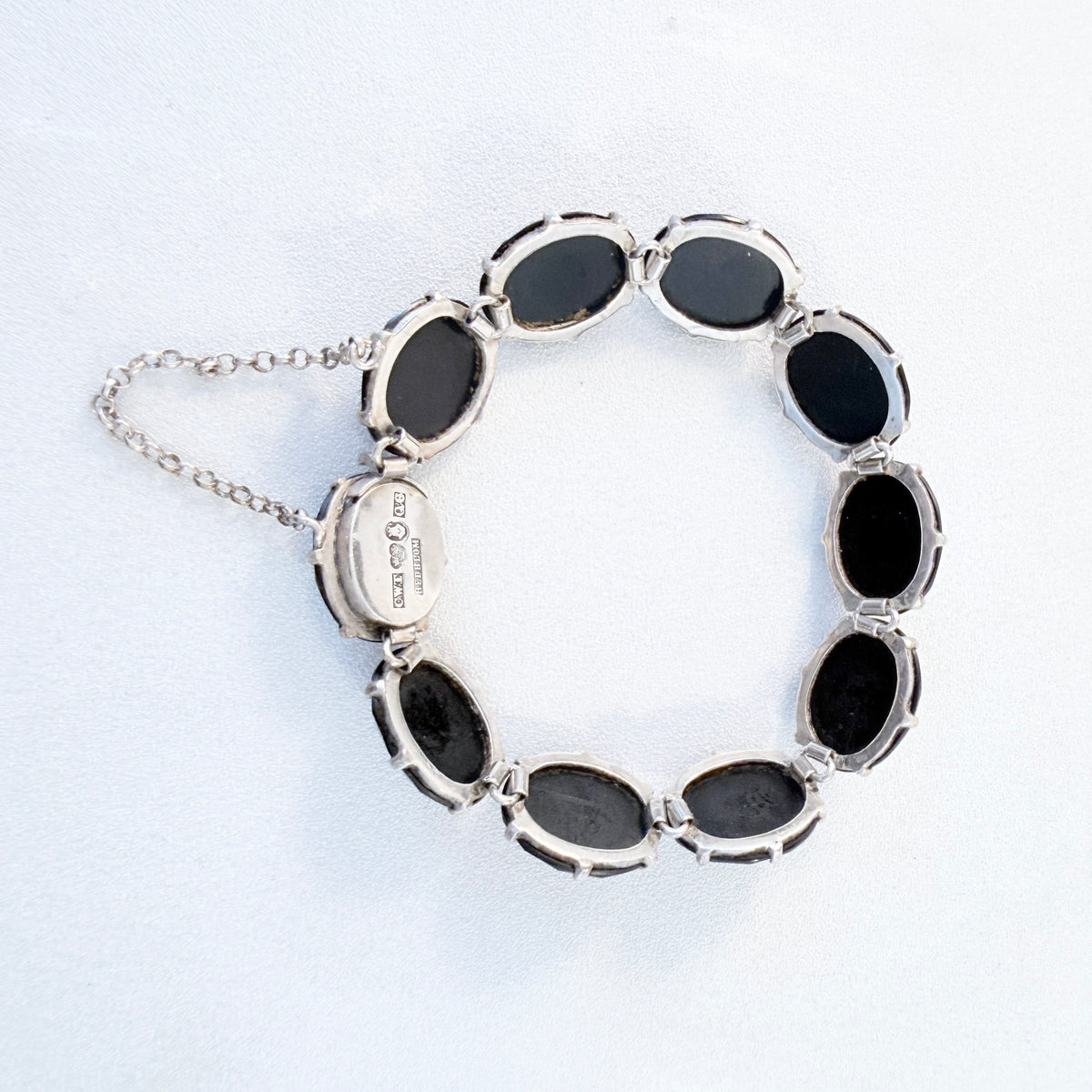 Hedblom, Sweden 1894. Antique Victorian Solid Silver French Jet Mourning Bracelet.