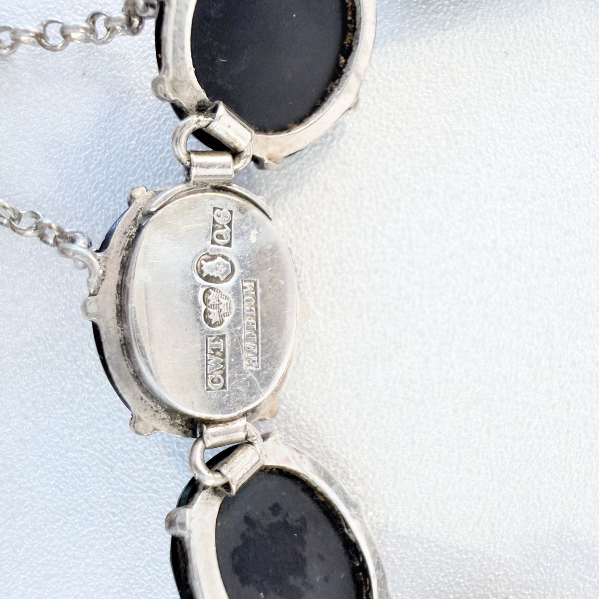 Hedblom, Sweden 1894. Antique Victorian Solid Silver French Jet Mourning Bracelet.
