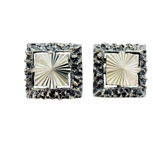 Martti Viikinniemi, Finland year 1970. Large Vintage Solid Silver Cufflinks.