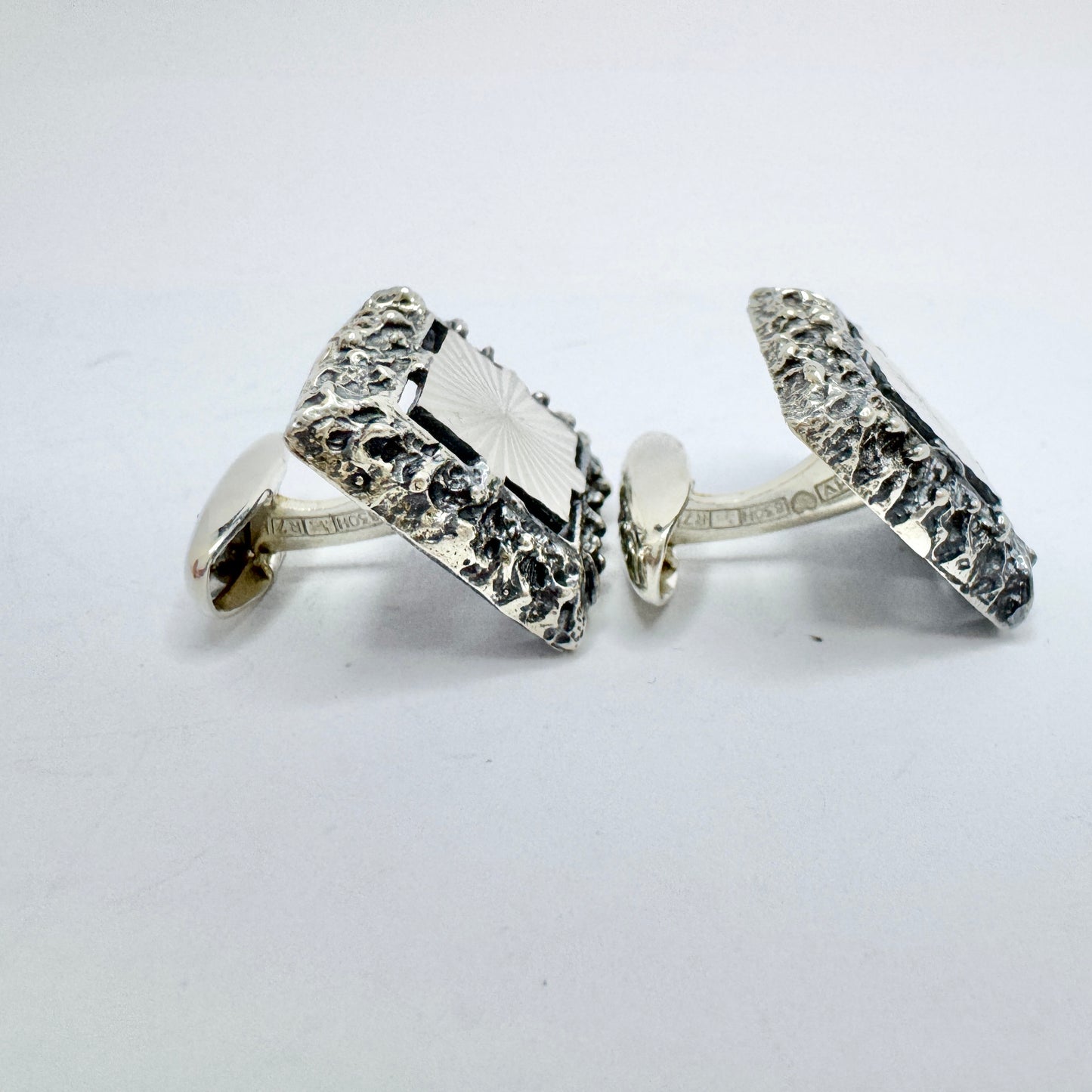 Martti Viikinniemi, Finland year 1970. Large Vintage Solid Silver Cufflinks.