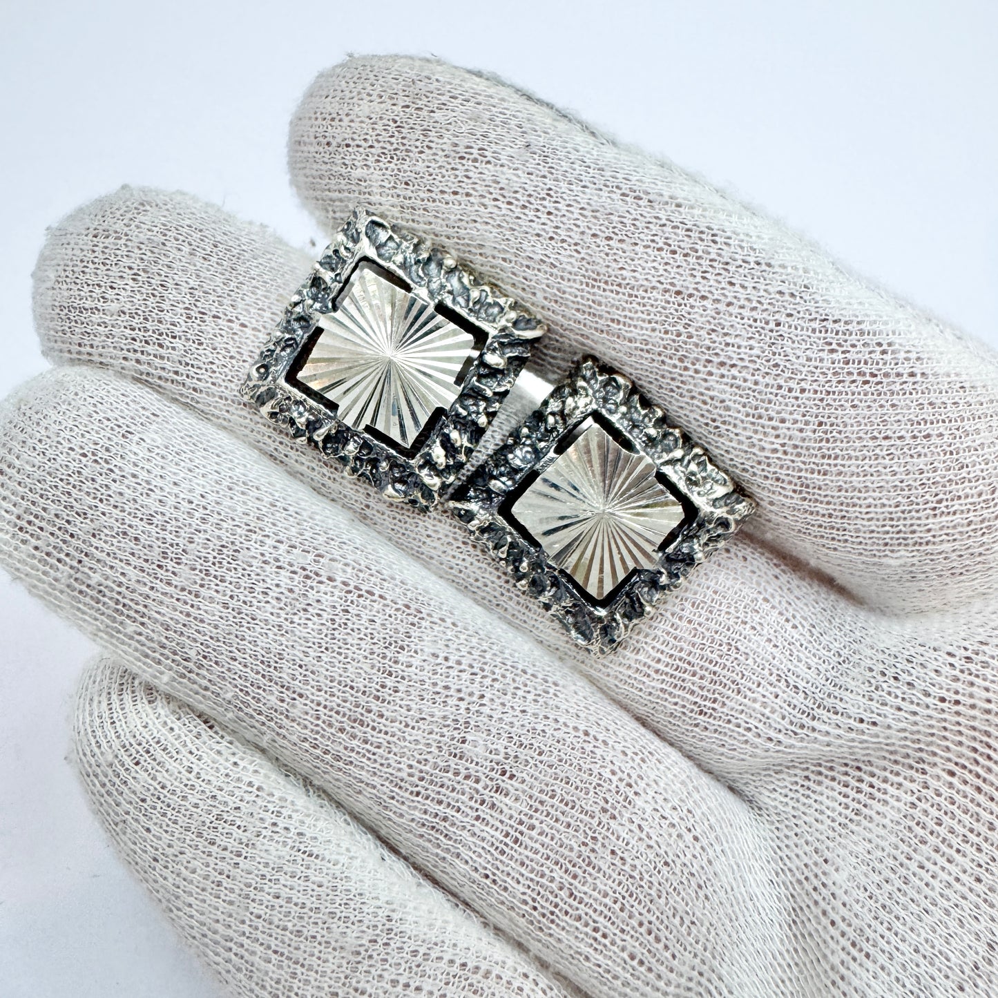 Martti Viikinniemi, Finland year 1970. Large Vintage Solid Silver Cufflinks.