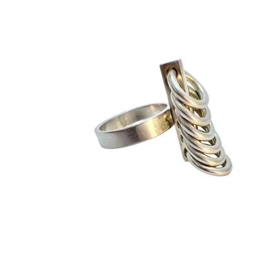 Hans Hansen, Denmark 1960s. Vintage Sterling Silver Kinetic Ring.