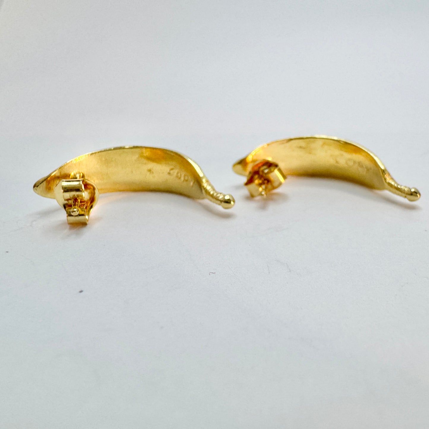 Bengt Hallberg, Sweden. Vintage 18k Gold Viking Copy Earrings.