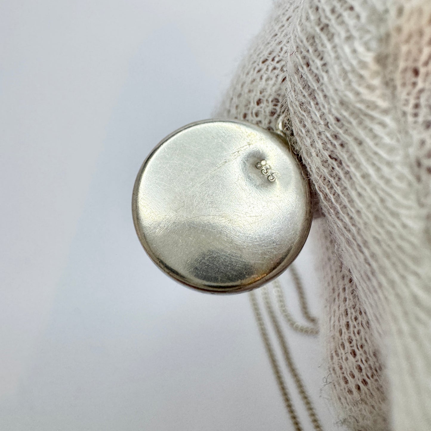 Vintage Solid Silver Enamel Zodiac Libra Pendant Necklace.