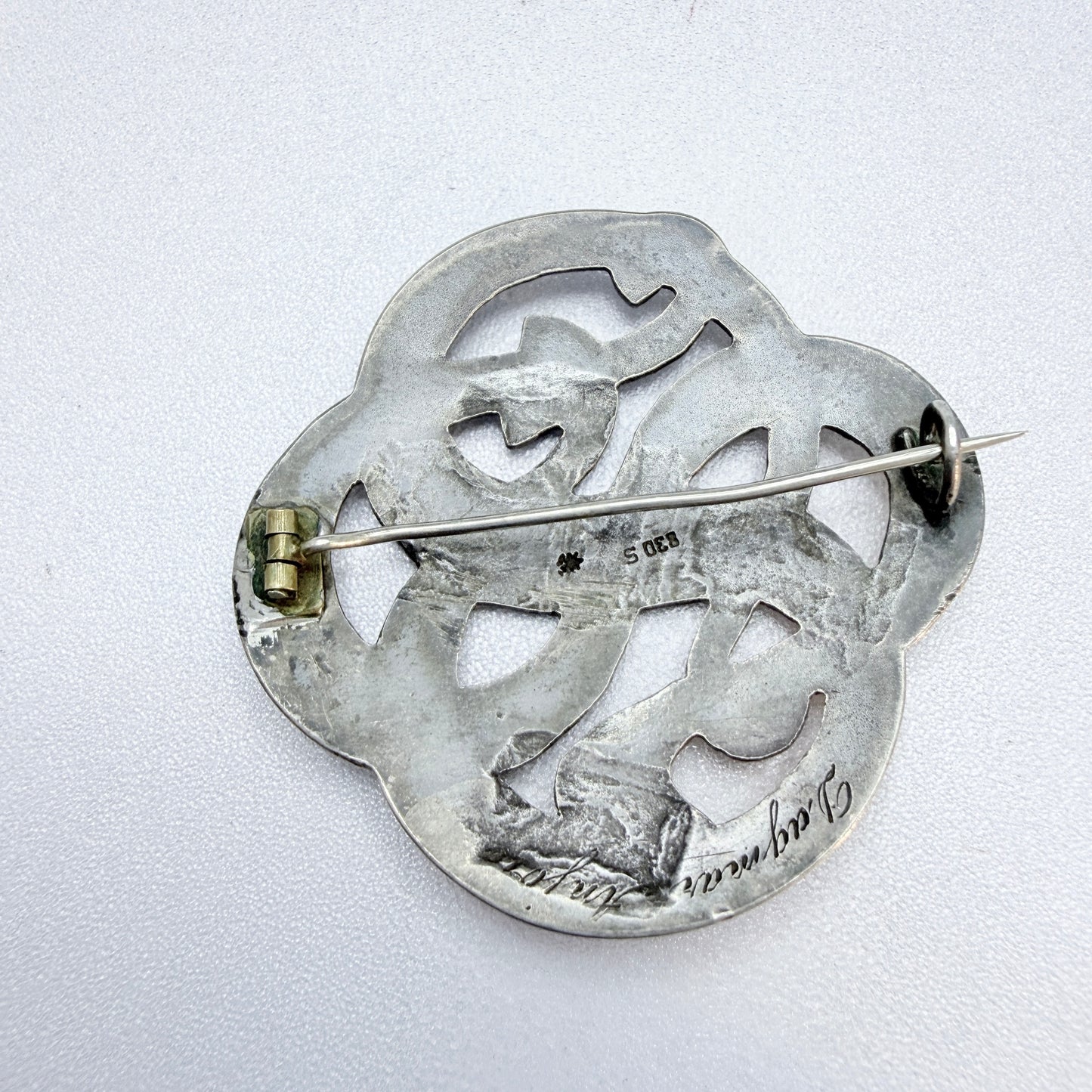 Clement Berg, Norway ca 1900. Antique Solid Silver Dragestil Brooch.