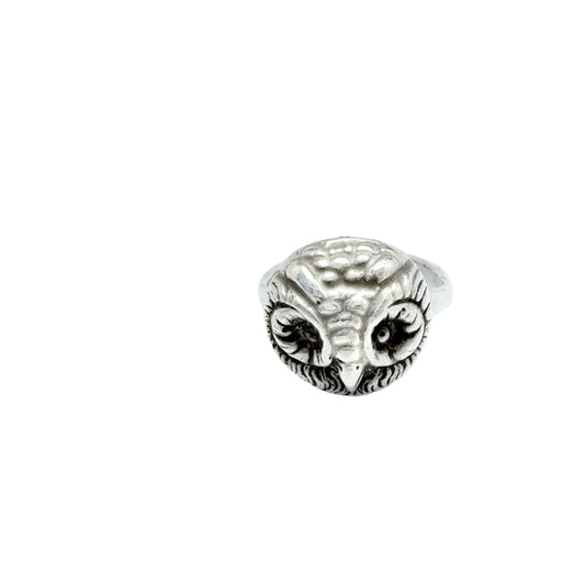 Antique American Sterling Silver Owl Ring.