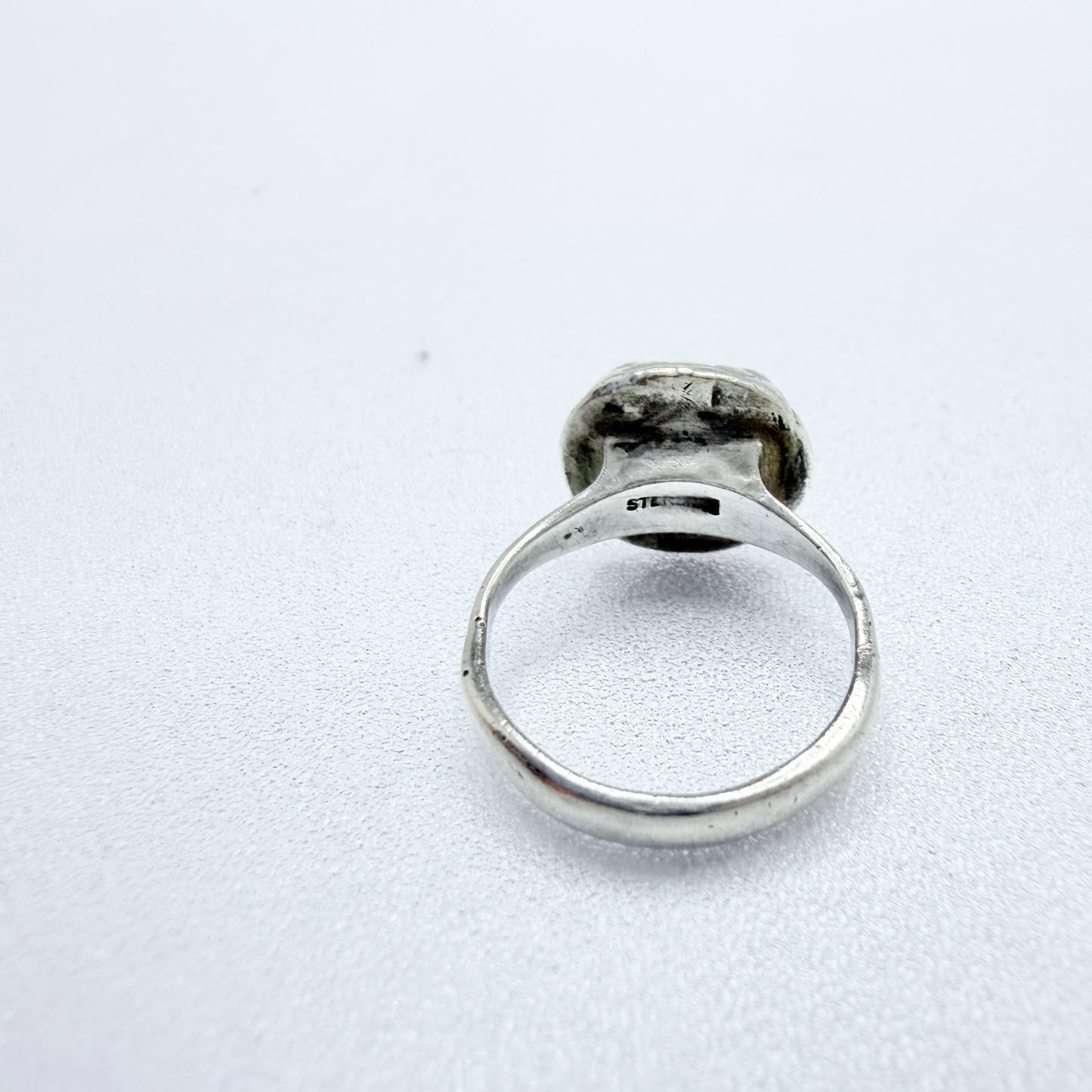 Antique American Sterling Silver Owl Ring.