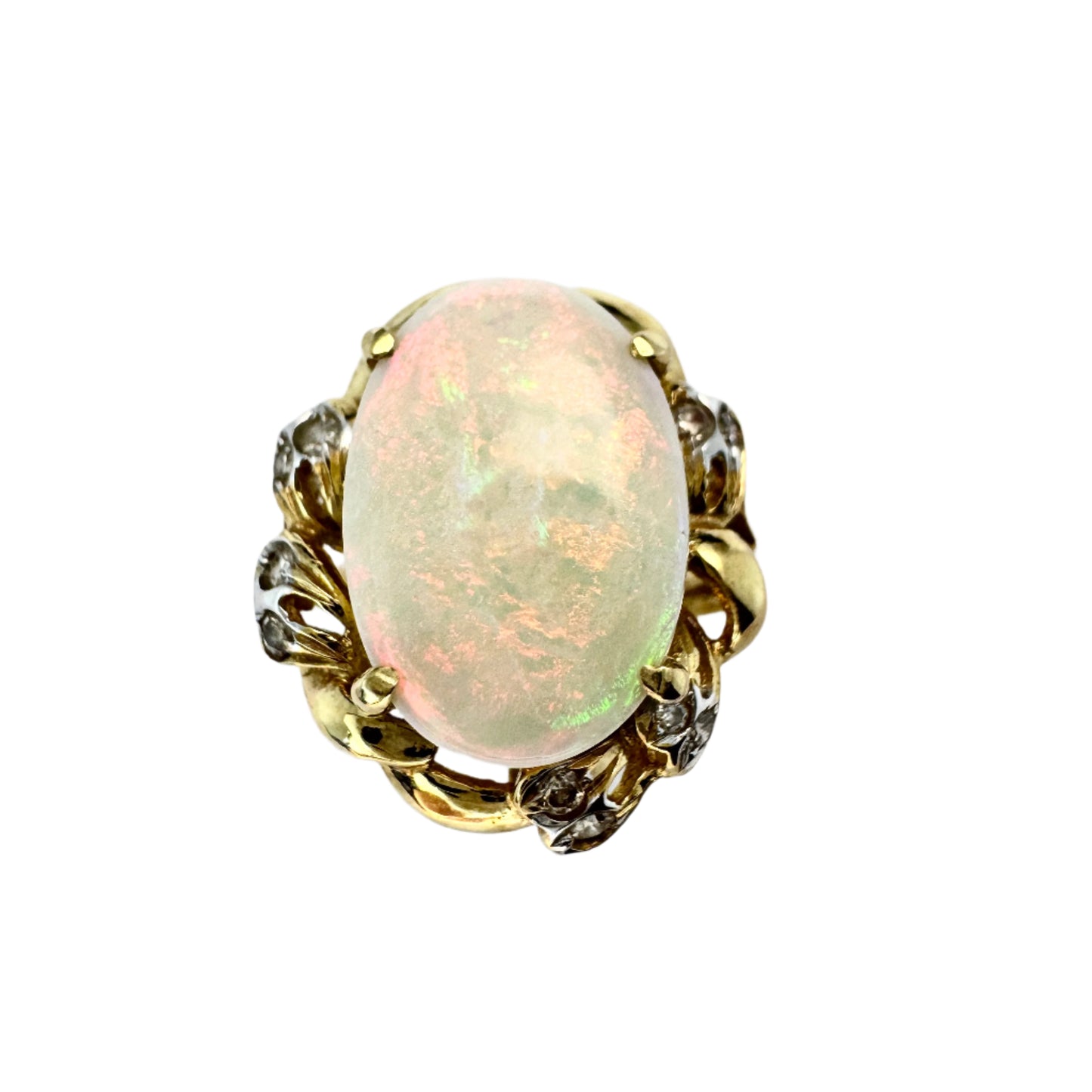 Vintage 14k Gold Opal Diamond Ring.