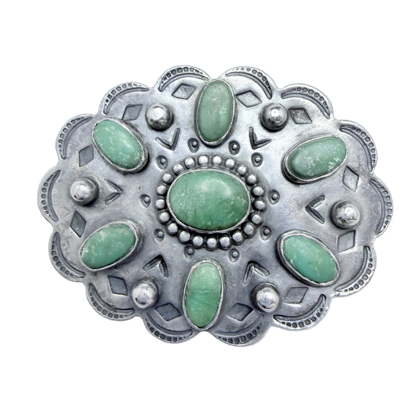 Vintage Sterling Silver Turquoise Brooch. Prob. Navajo Native American
