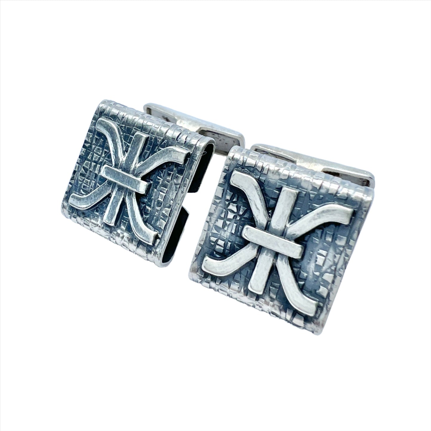 Elis Kauppi, Kupittaan Kulta Finland 1980 Vintage Solid Silver Pair of Cufflinks.