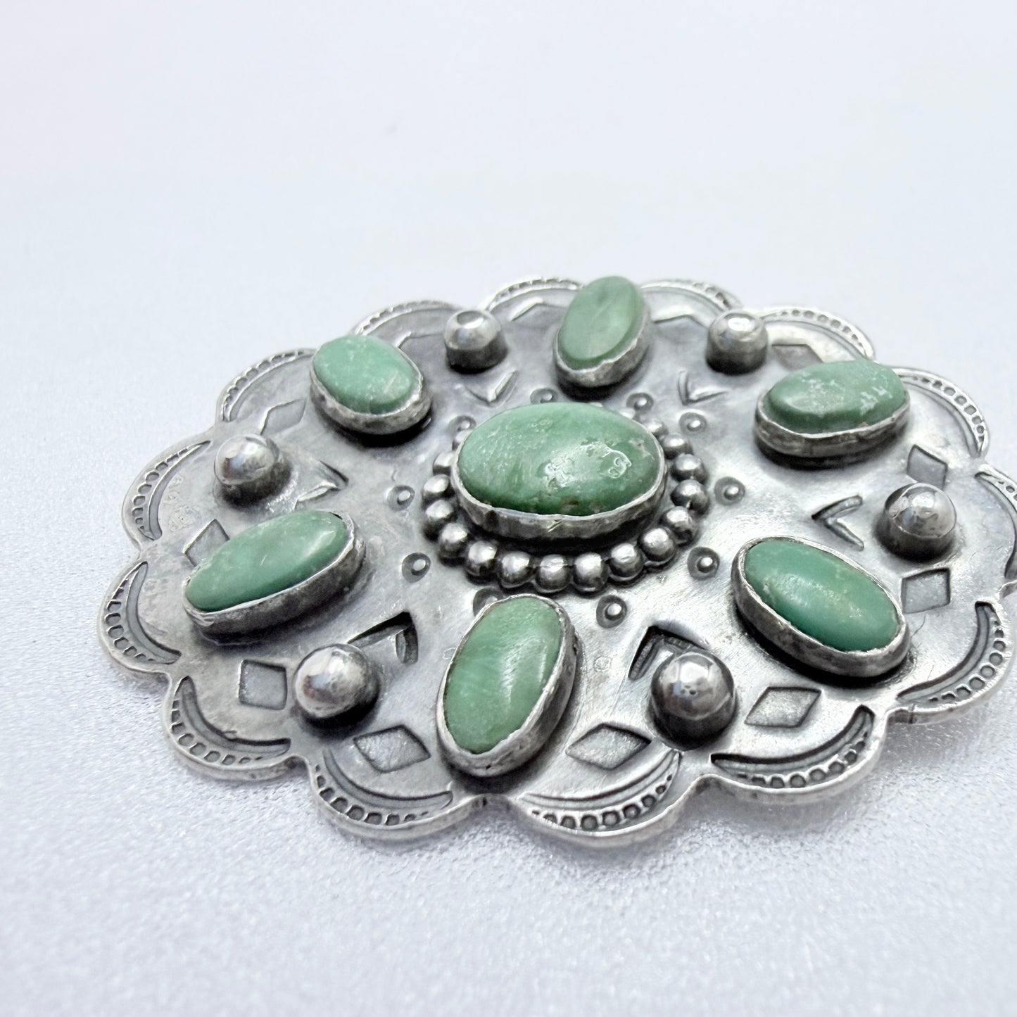 Vintage Sterling Silver Turquoise Brooch. Prob. Navajo Native American