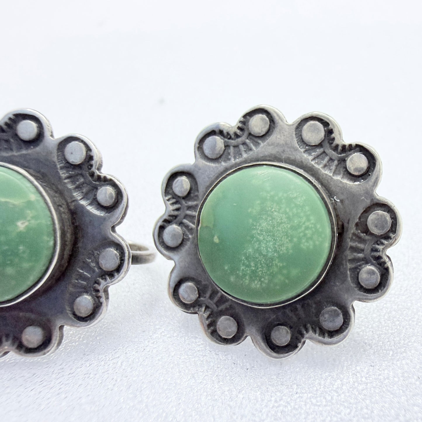 Vintage Sterling Silver Turquoise Earrings. Prob. Navajo Native American.