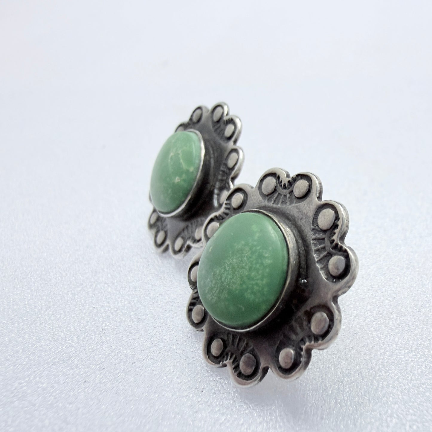 Vintage Sterling Silver Turquoise Earrings. Prob. Navajo Native American.