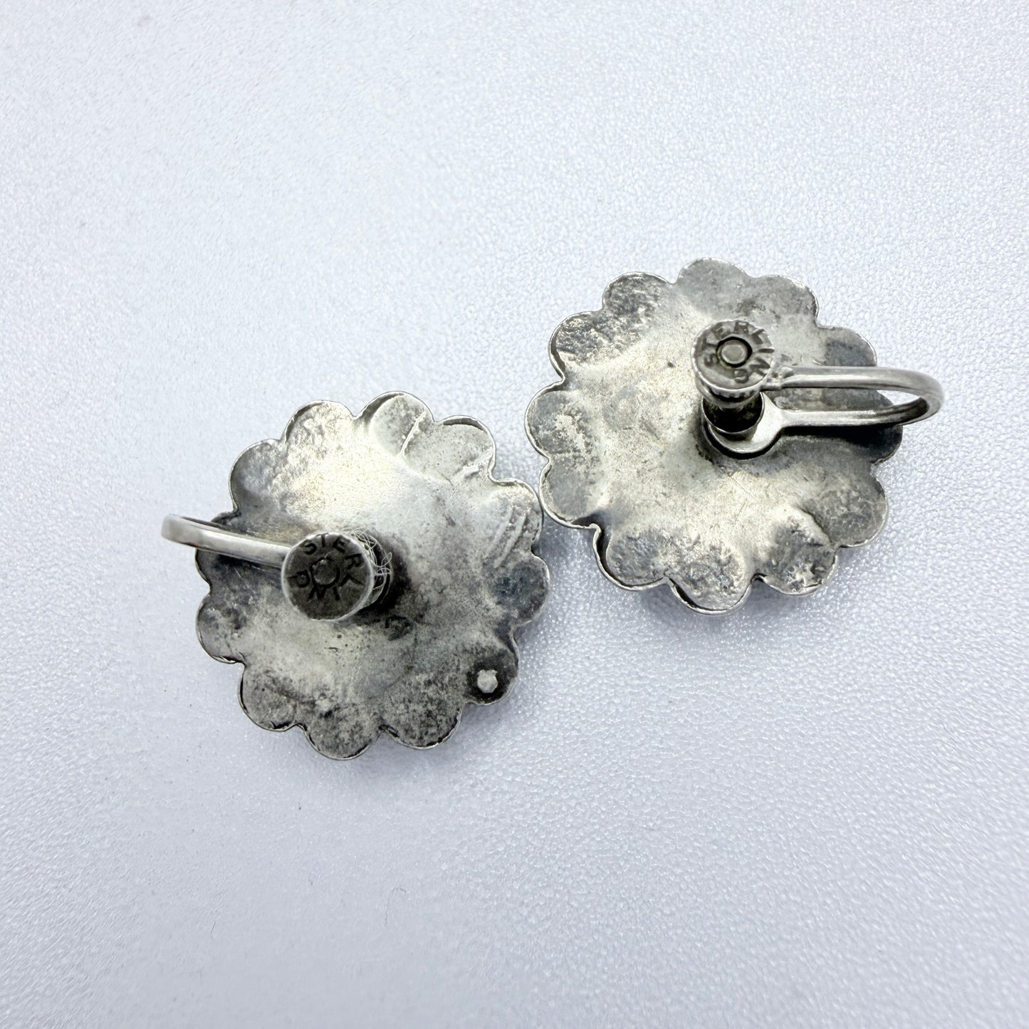 Vintage Sterling Silver Turquoise Earrings. Prob. Navajo Native American.