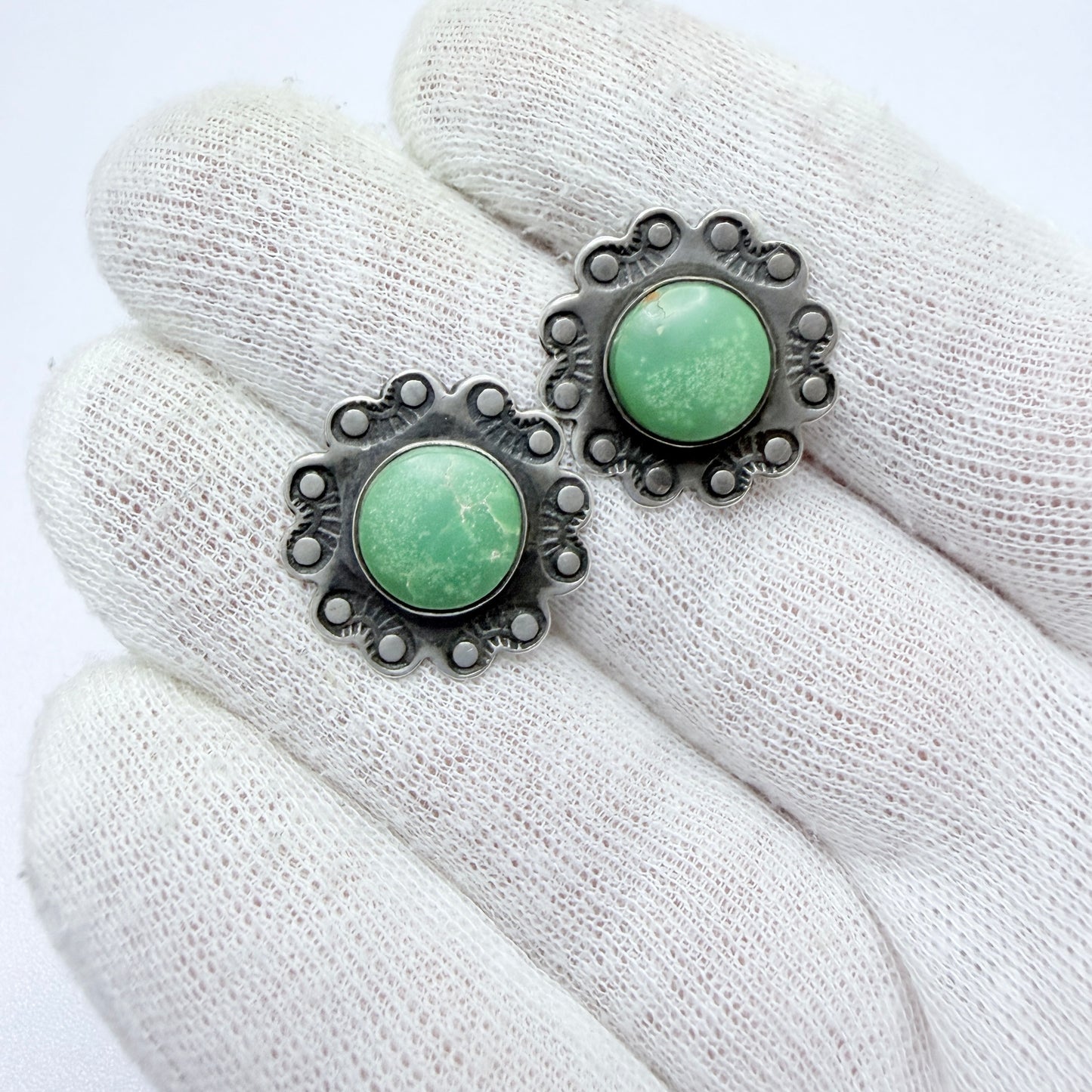 Vintage Sterling Silver Turquoise Earrings. Prob. Navajo Native American.