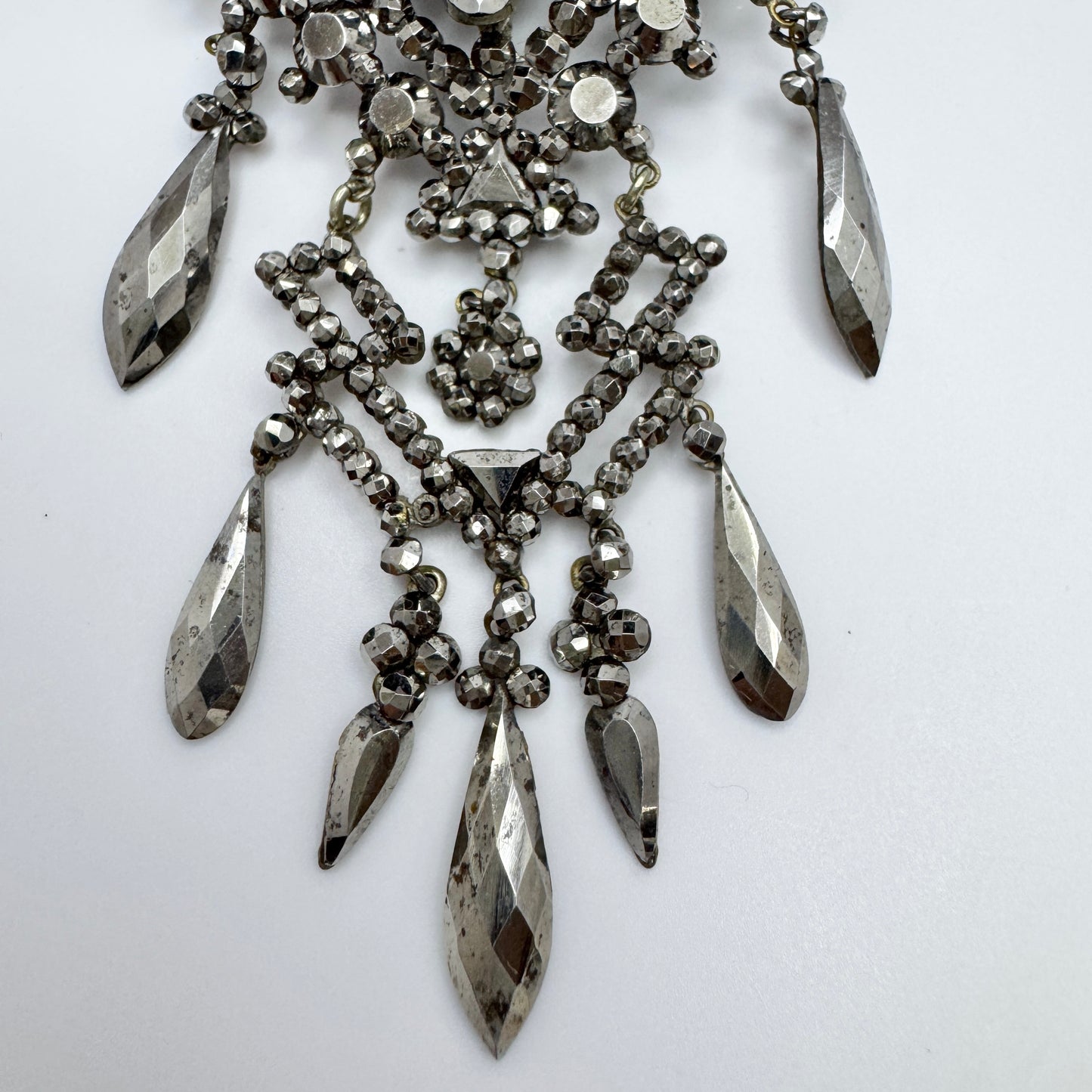 Large Antique Victorian Cut Steel Brooch (Pendant)