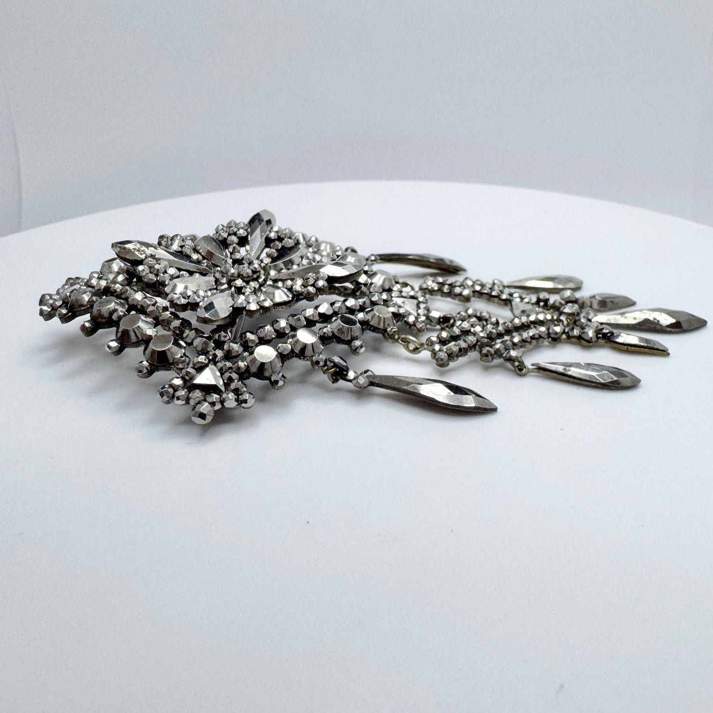 Large Antique Victorian Cut Steel Brooch (Pendant)